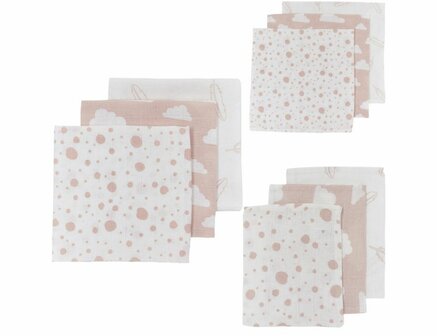 Meyco Hydrofiele Starterset Meyco Feather Clouds Dots Stone Roze 9-delig 